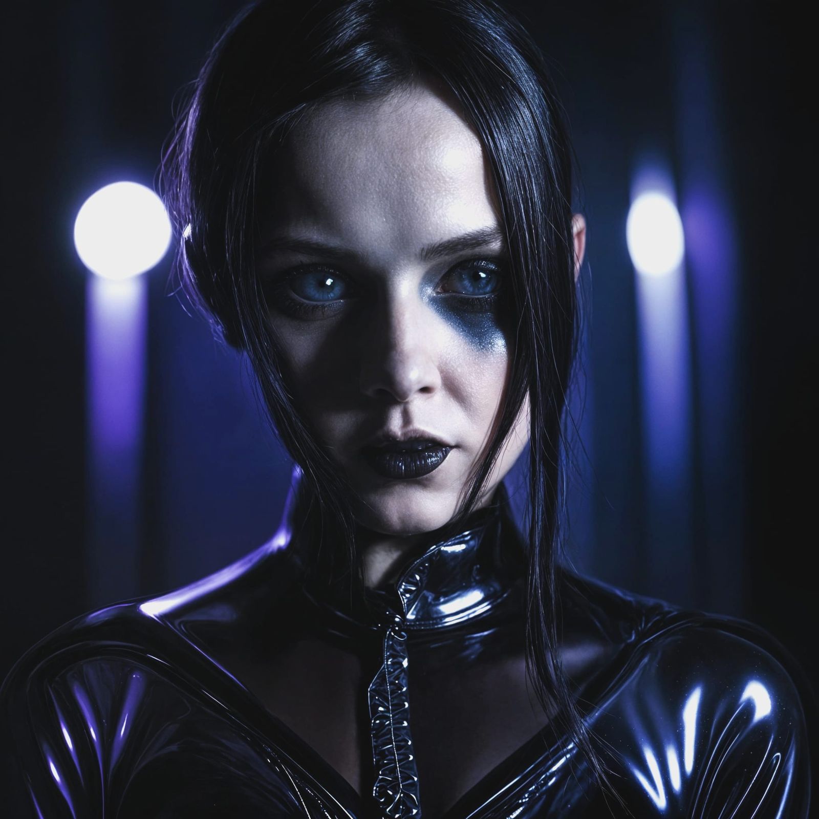 Wednesday Addams Style Girl in Latex Clothing