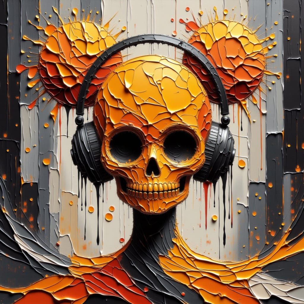 Boba Pearl Skull with Colorful Headphones