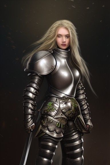 Hyperrealistic Female Knight in Full Plate Armor