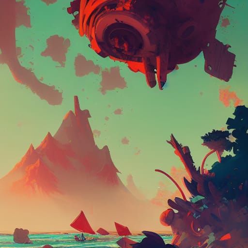 Beautiful Beach Painting in Expressionist Style