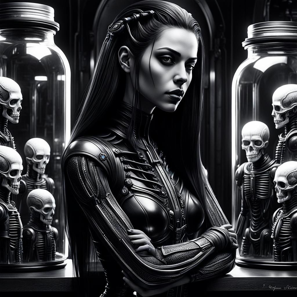 Gothic Cyberpunk Specimen Jars with Sensual Figure