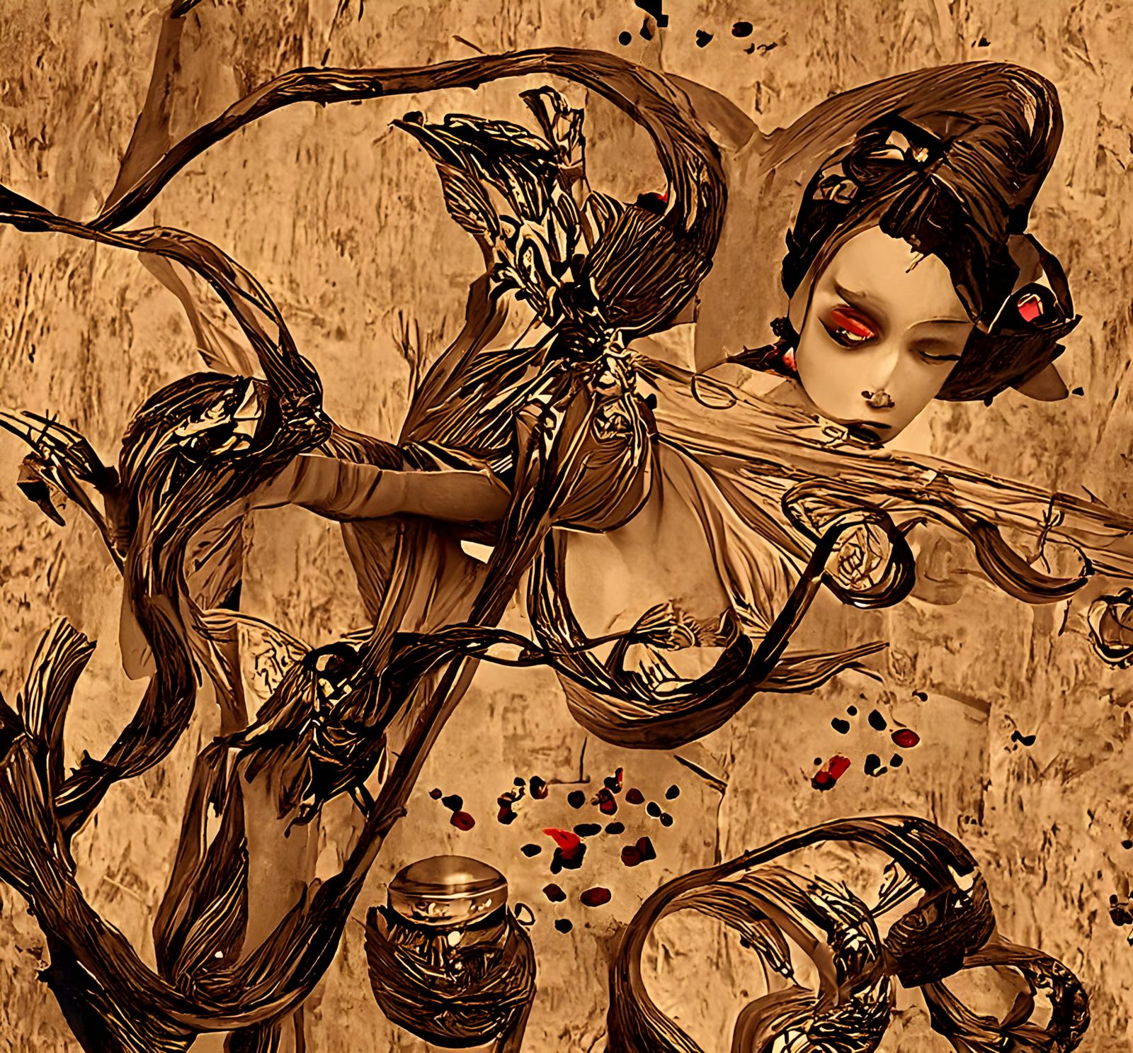 Macabre Vampire Theater with Alchemist in Gothpunk Style