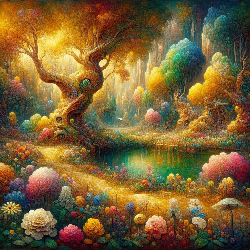 Magic  flowery pond colorful