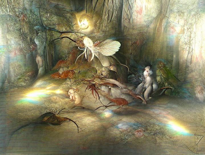 Enchanted Forest with Glowing Sprites and Fairies