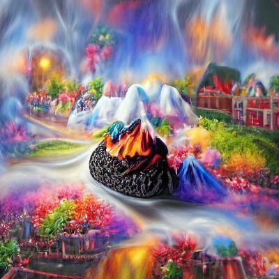 Marshmallow Volcano Eruption in Ethereal Fantasy Style