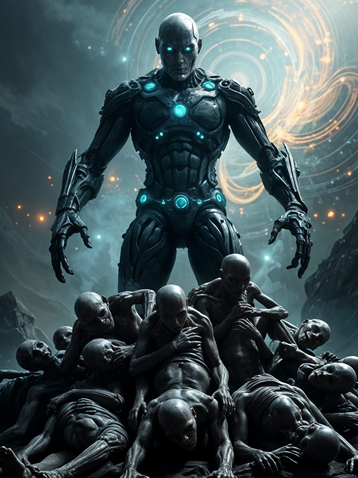 Cybernetic Cenobite Commands a Mound of Trapped Souls