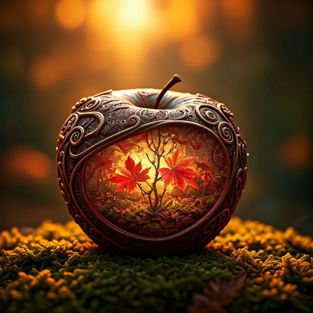 Luminous Apple Biodome with Autumn Garden
