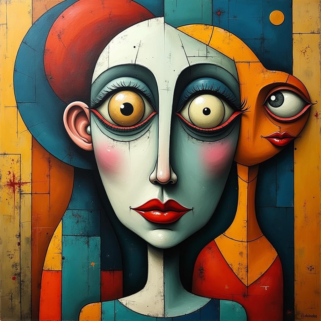 Cubist Portrait in a Surreal and Uncanny Style