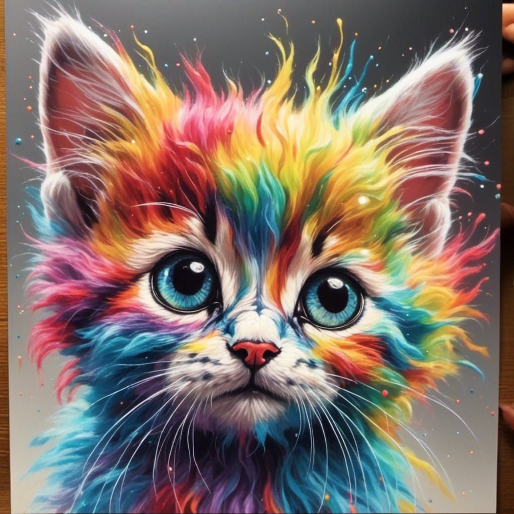 Hyperrealistic Rainbow Kitten Portrait
