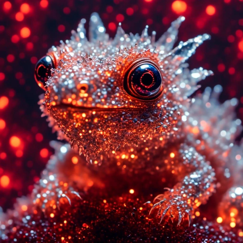 Frosted Crystal Fire Dragon Hatchling Microportrait