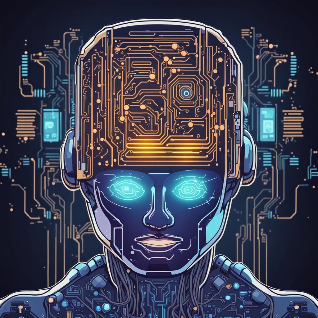 Futuristic AI Chatbot Logo in Cartoon Style