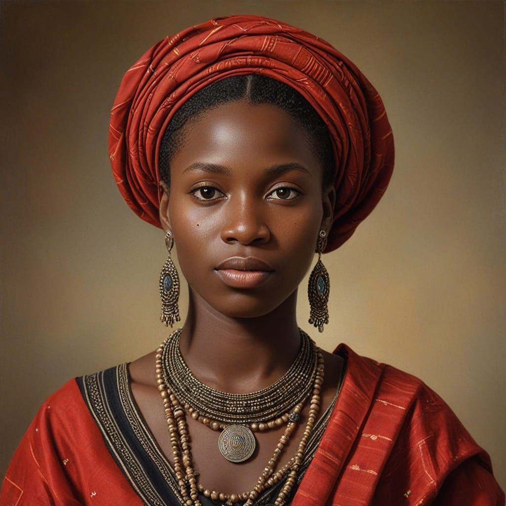 Malian Dogon Woman Portrait in Raphael Oil Style