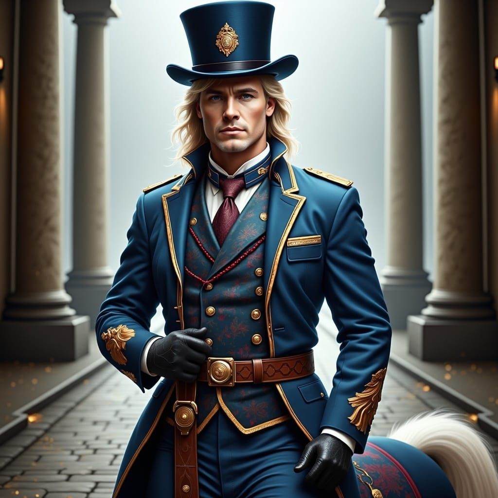 Fantasy Centaur Train Conductor in Royal Blue