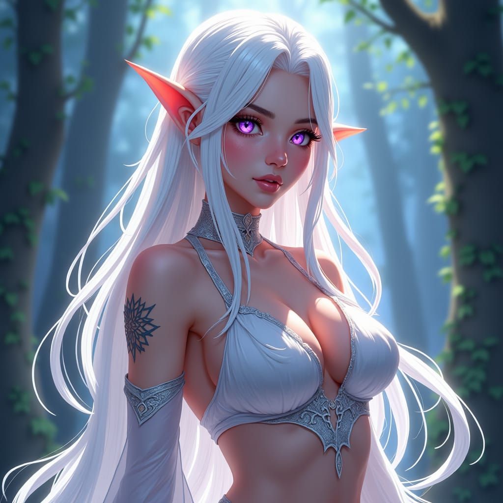 Stunning Elvish Woman in Anime Fantasy Style