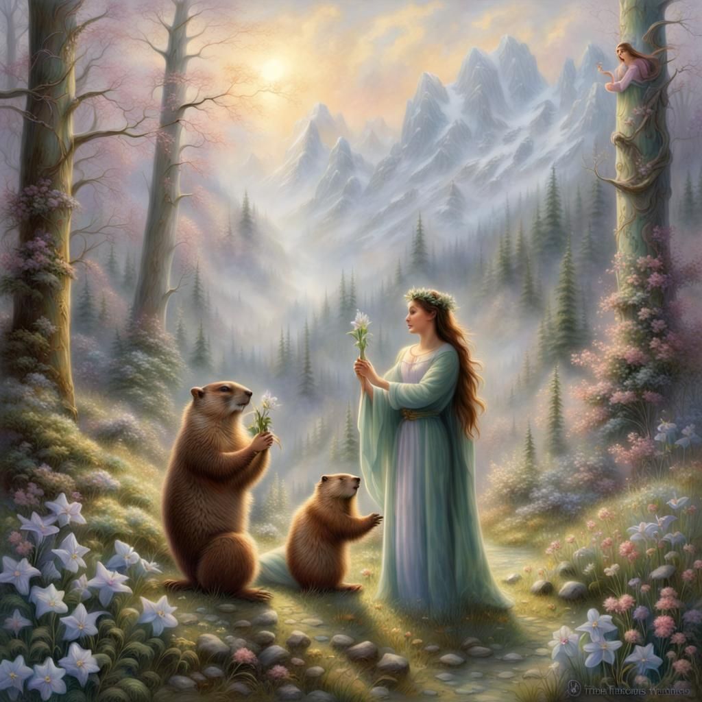 Imbolc Celebration with Saint Brigid in Ethereal Style