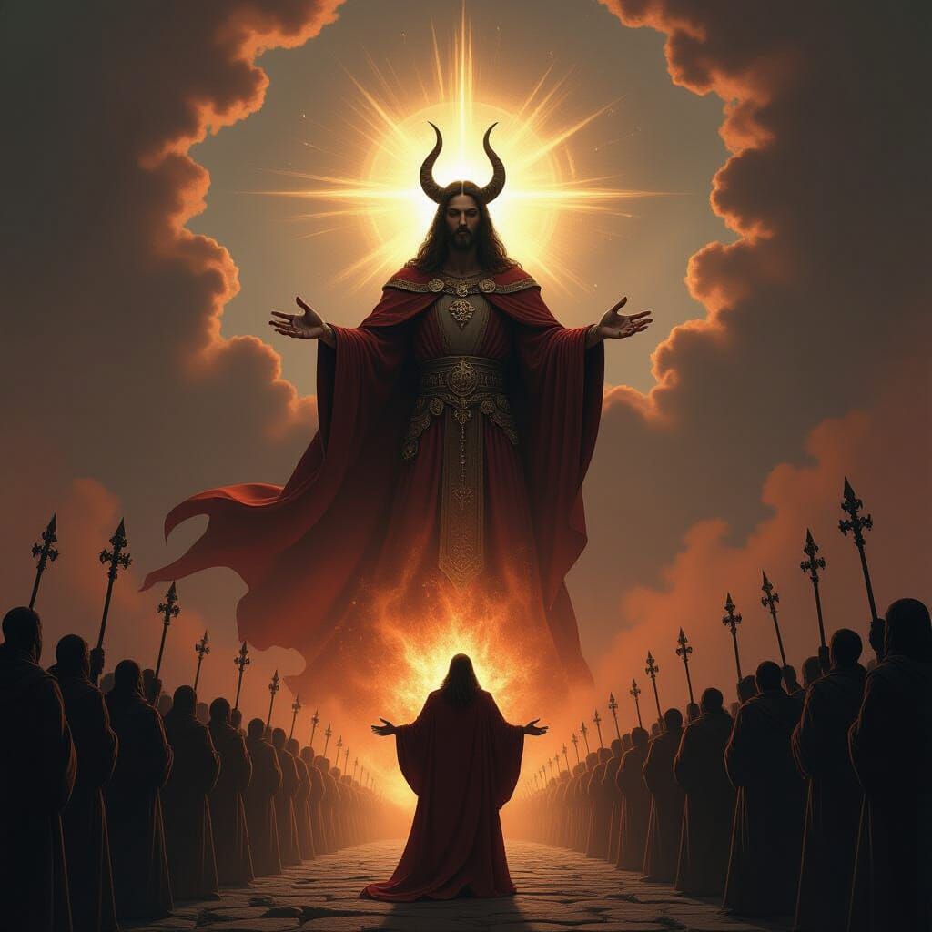 Satan Shows Jesus Visions of Glorious Empires in Dreamlike S...