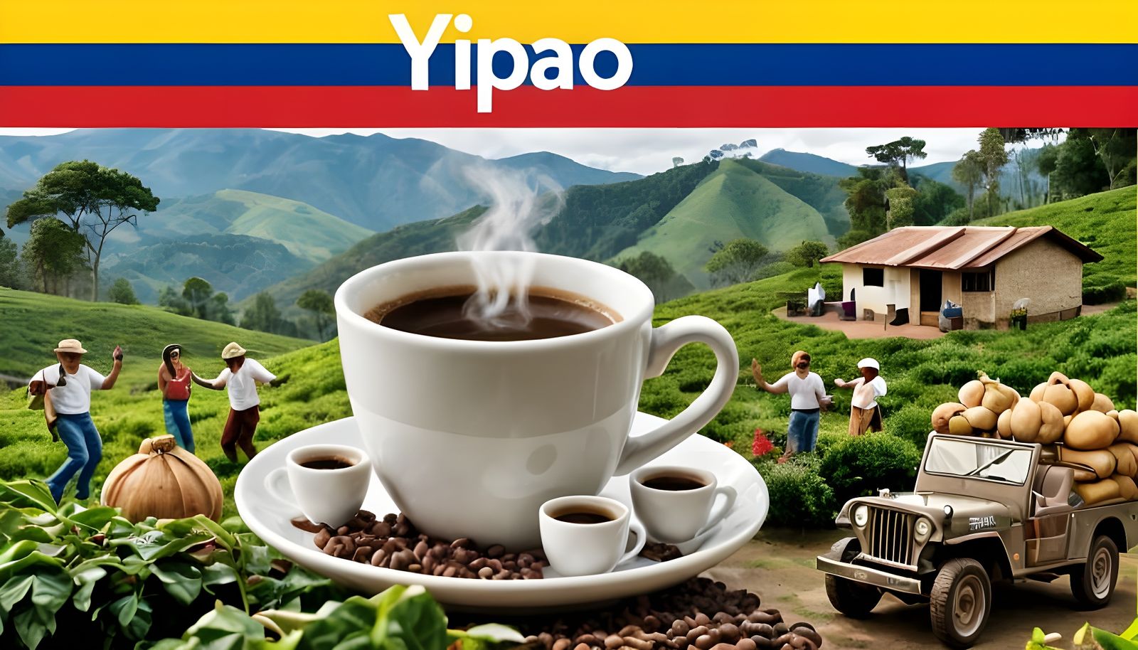Colombian Coffee Landscape with Yipao Jeeps
