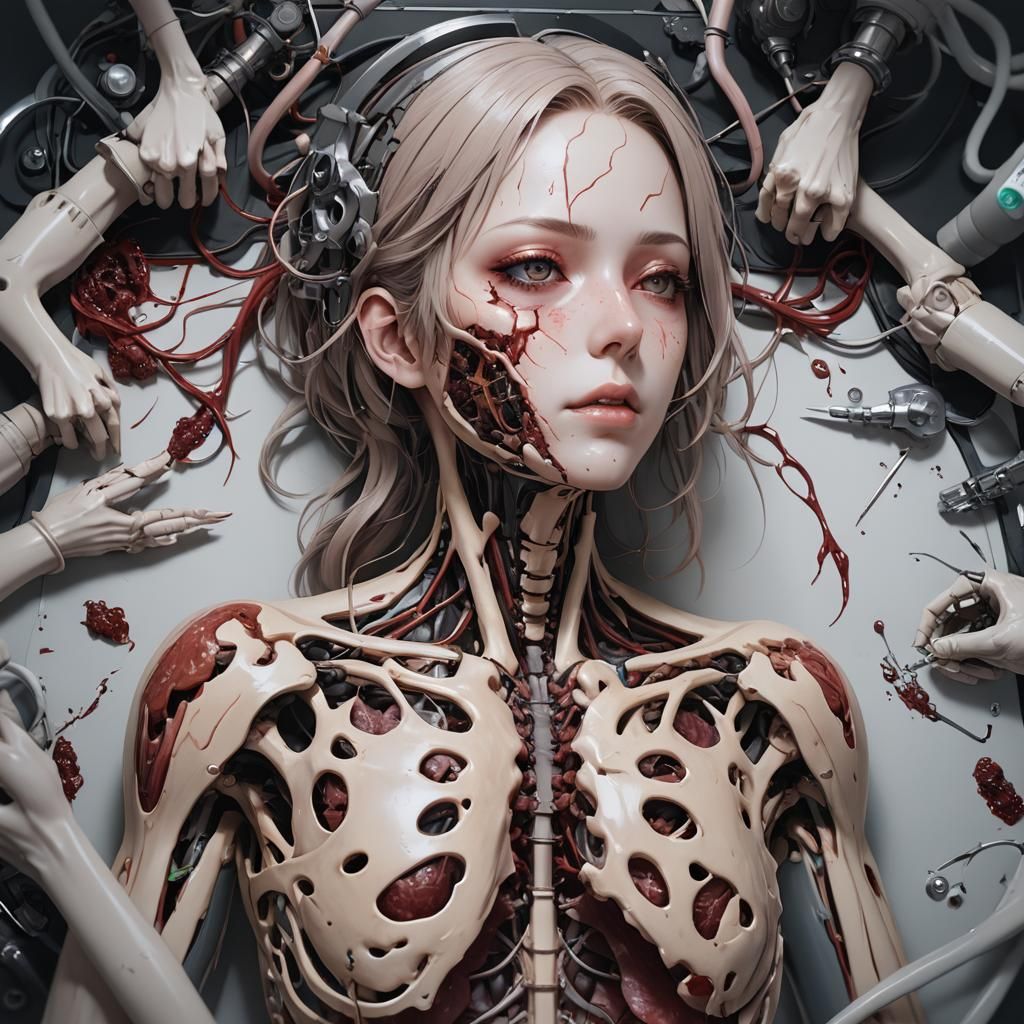 Detailed 3D Anime Autopsy Scene