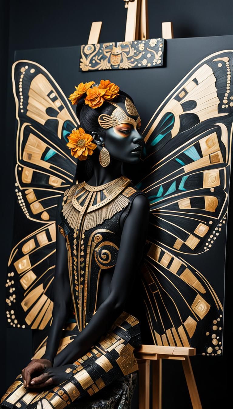 Obsidian Butterfly Goddess Itzpapalotl Painting