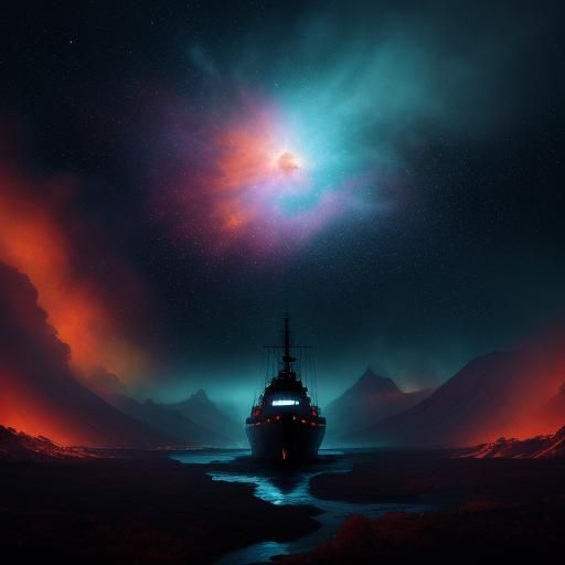 Fiery Spaceship Emerges from Aldebaran Nebula