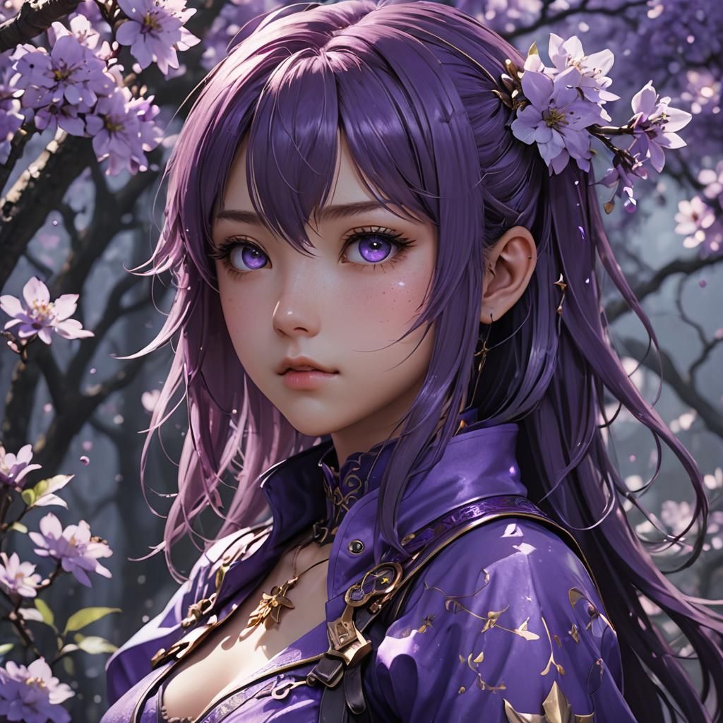 Purple Anime Art Inspired by WLOP in 3D