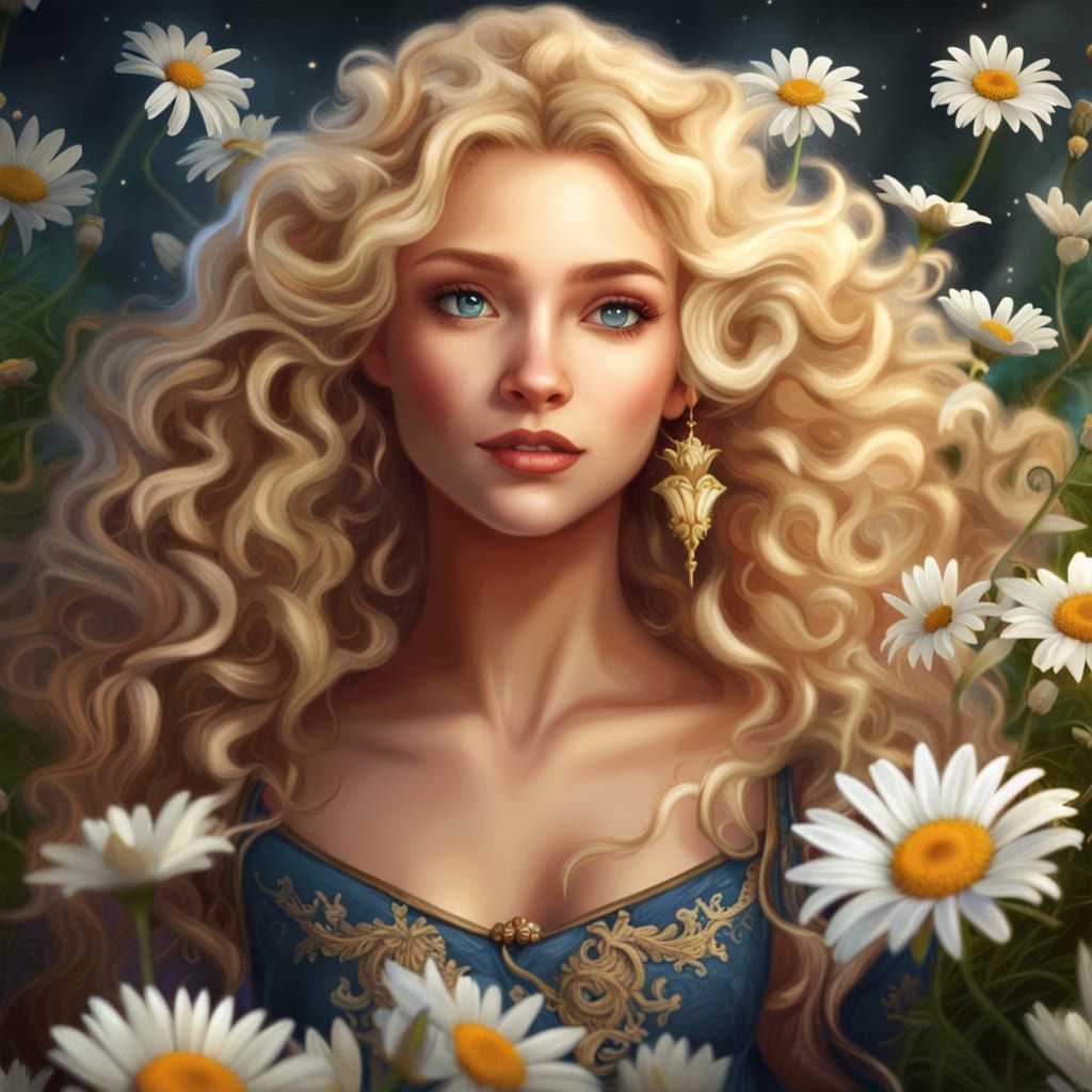 Medieval Daisy Princess in Detailed Matte Painting