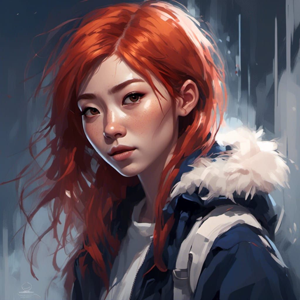 Empathetic Redhead Portrait in Hyperdetailed Digital Art