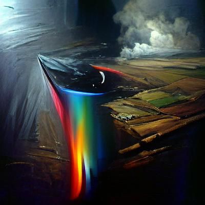 Rainbow in the Dark: Oil Painting