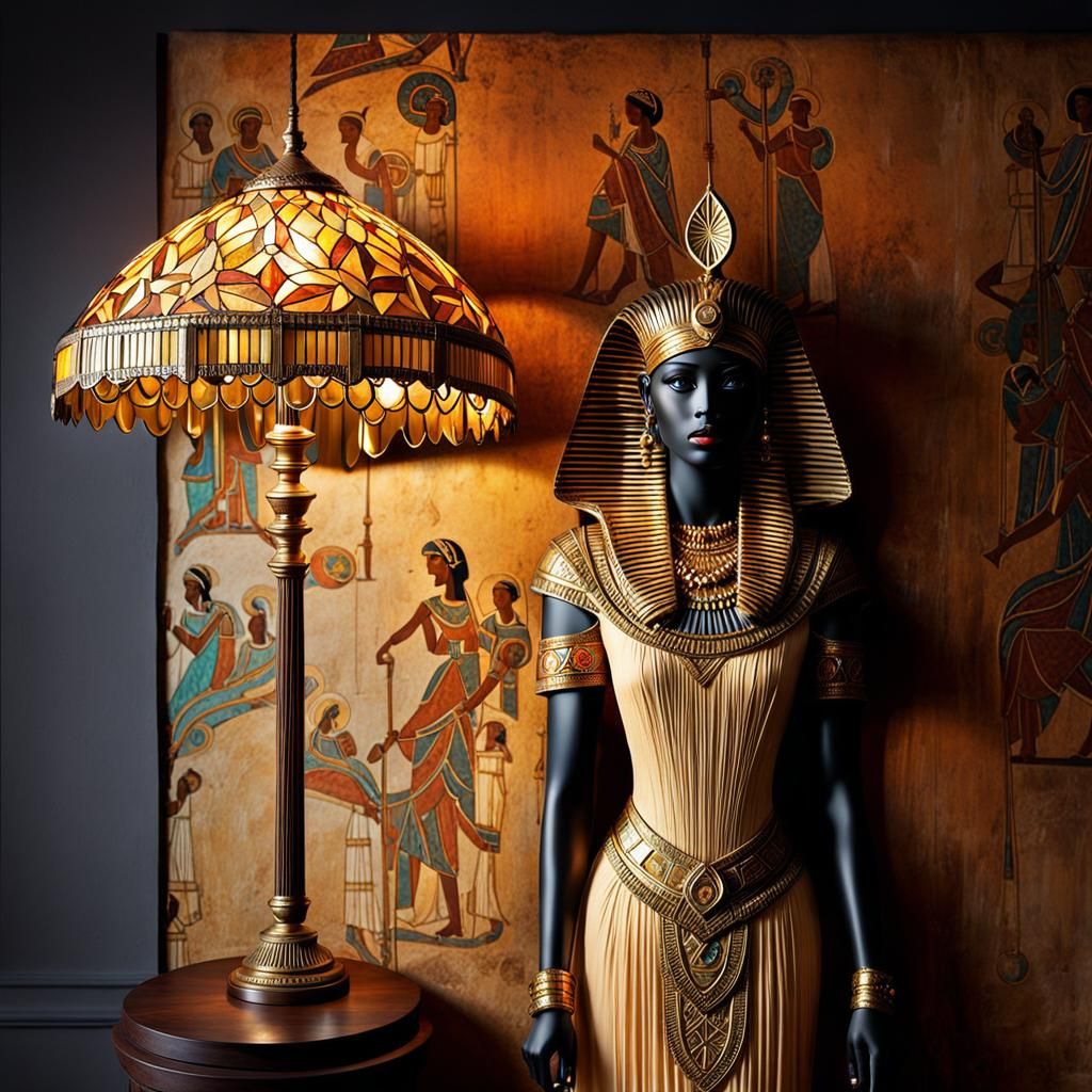 Ivory Egyptian Princess Illuminated by Tiffany Lamp
