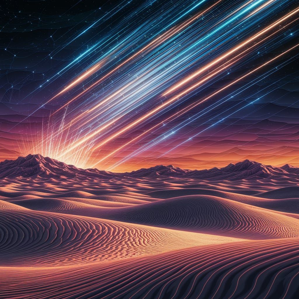 Ethereal Meteor Shower Illuminates Desert Night