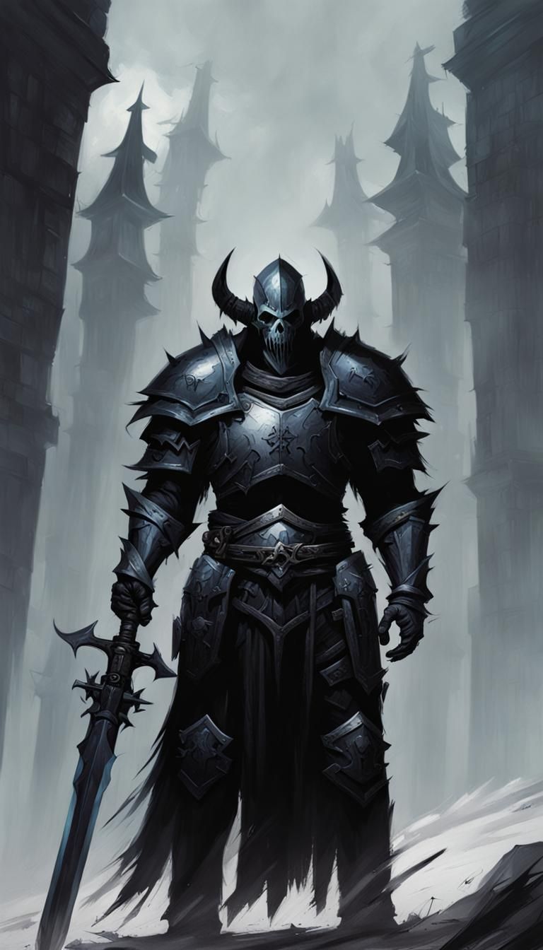 Sinister Death Knight in Dark Fantasy Style