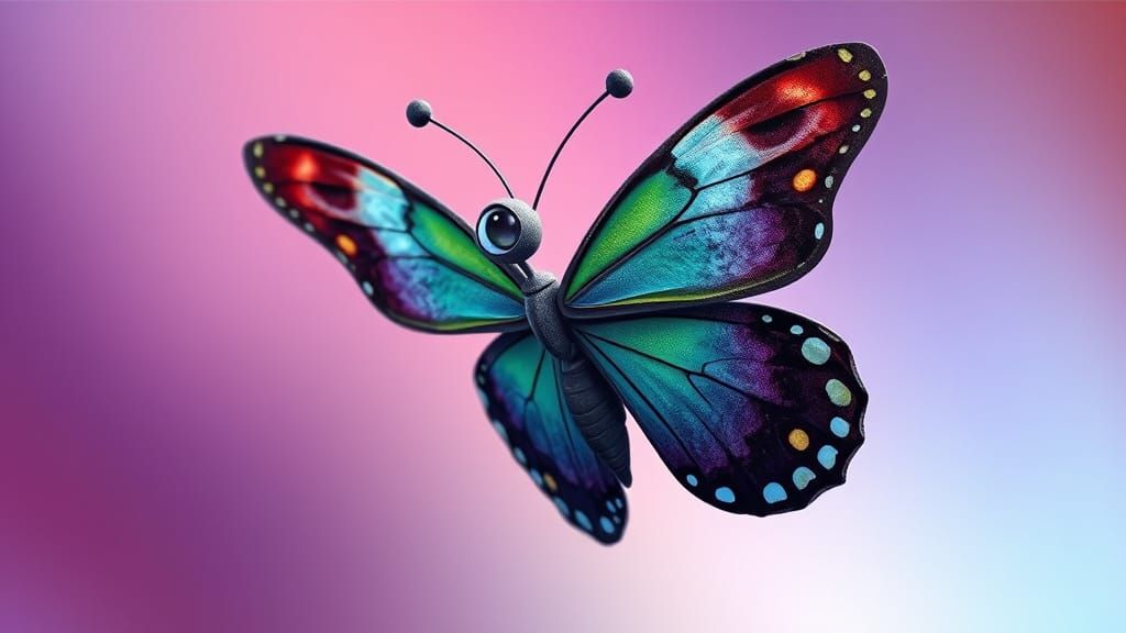Confused Butterfly in Pixar Disney Style