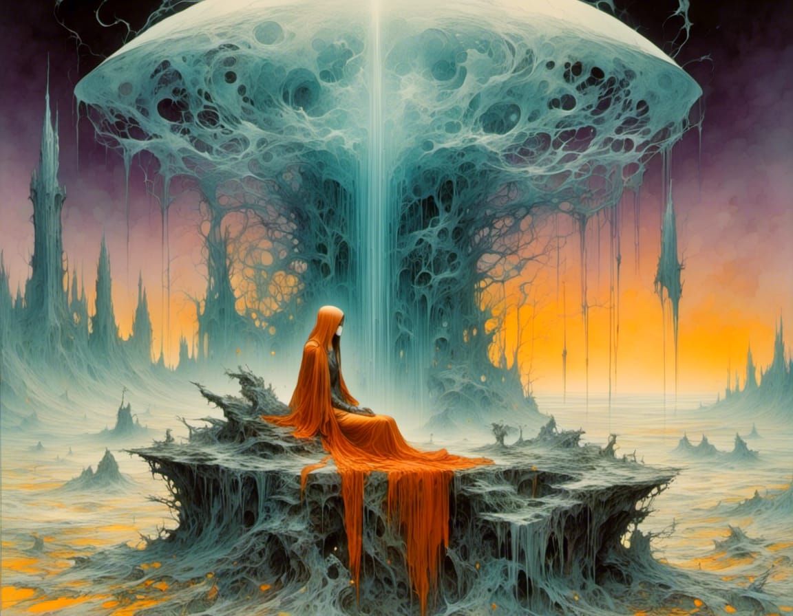 Ethereal Ghost Figure in Rough, Muted Style