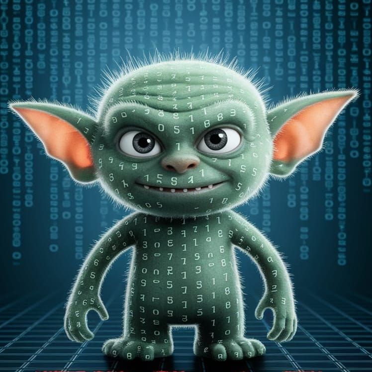 Goblin Emerges from Digital Code in Horror-Cyberpunk Scene