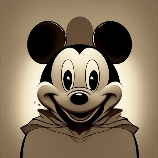 Evil Mickey Mouse Portrait in Art Nouveau Style