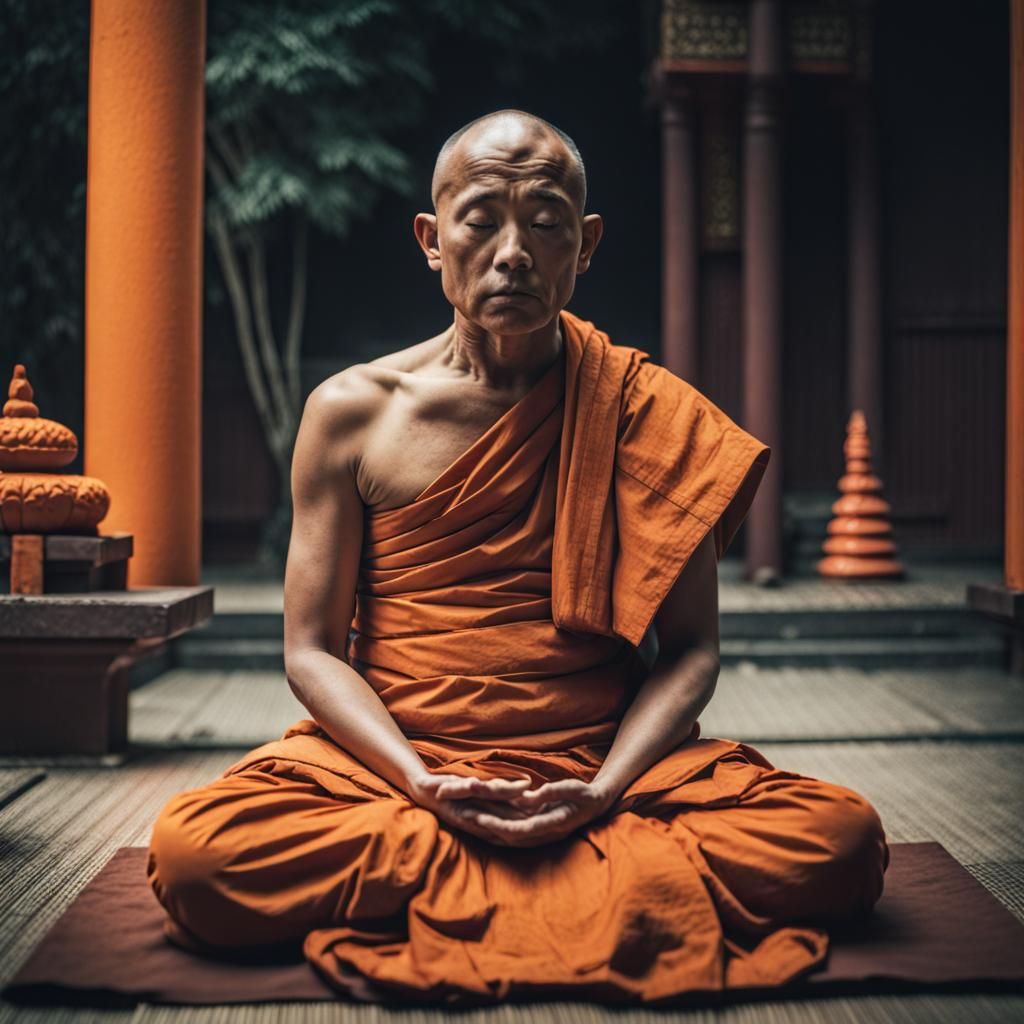 Buddhist monk meditating