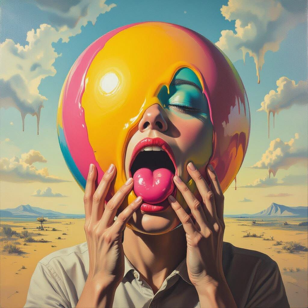 Gum Nightmare: A Surreal Oil Painting in Dali Style
