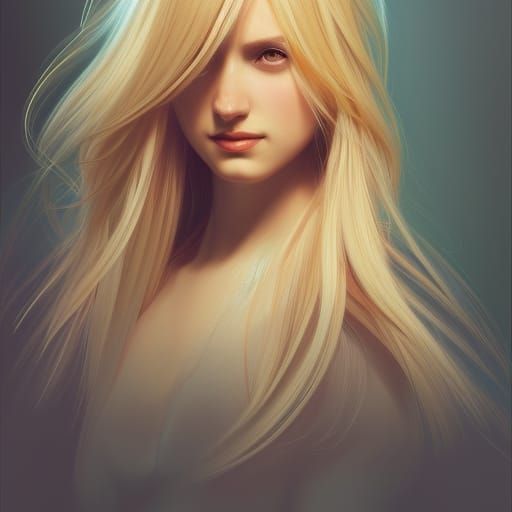 Blonde Girl Portrait in Hyperdetailed Digital Art Style