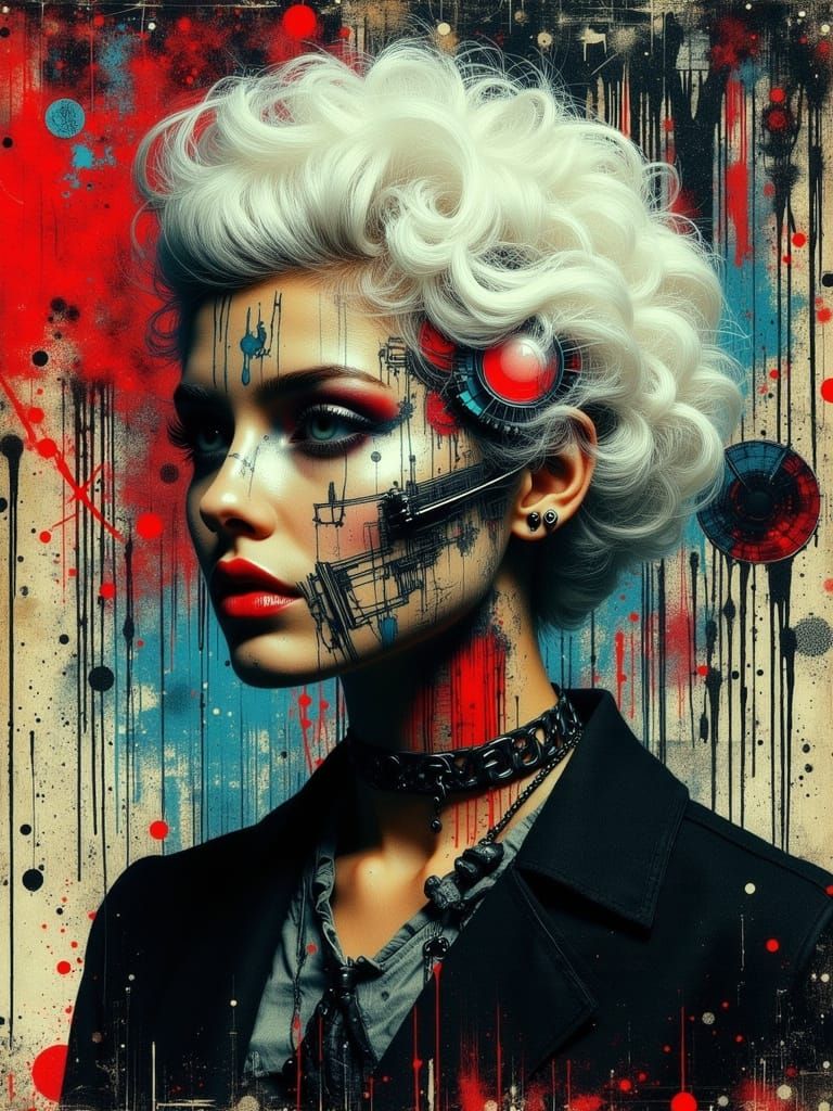 Gothic Abstract Portrait of Woman in Surreal Style