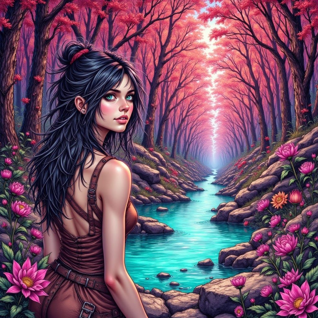 Metallic Abstract Alien World With Turquoise Pools