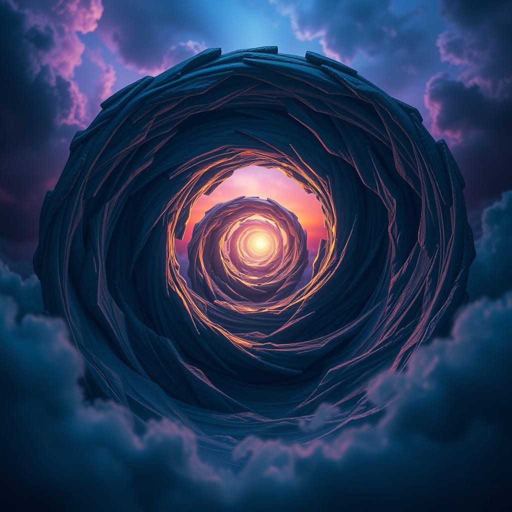 Surreal Spiral Portal Unfolds in Deep Mystic Skies