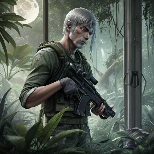 Moonlit Jungle View in 3D Rendering