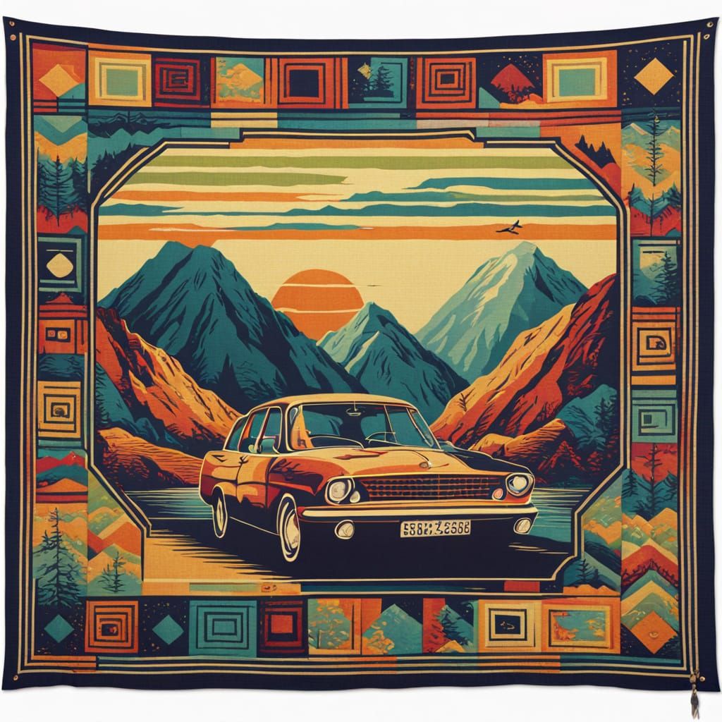 Adventurous Retro Tapestry Design