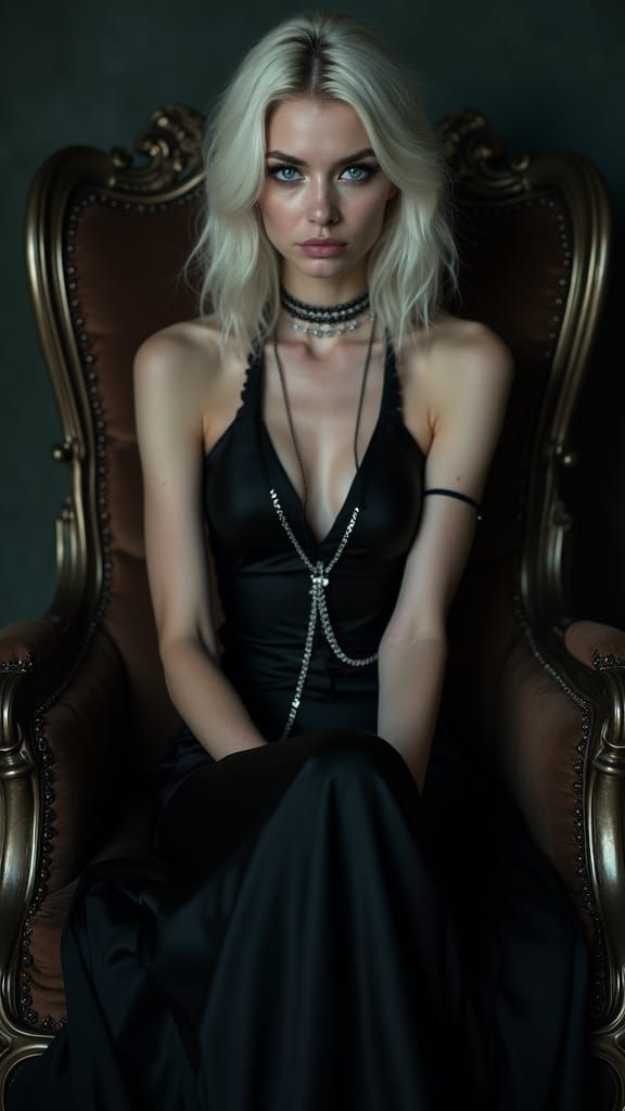 Gothic Surrealism: Platinum Blonde in Throne