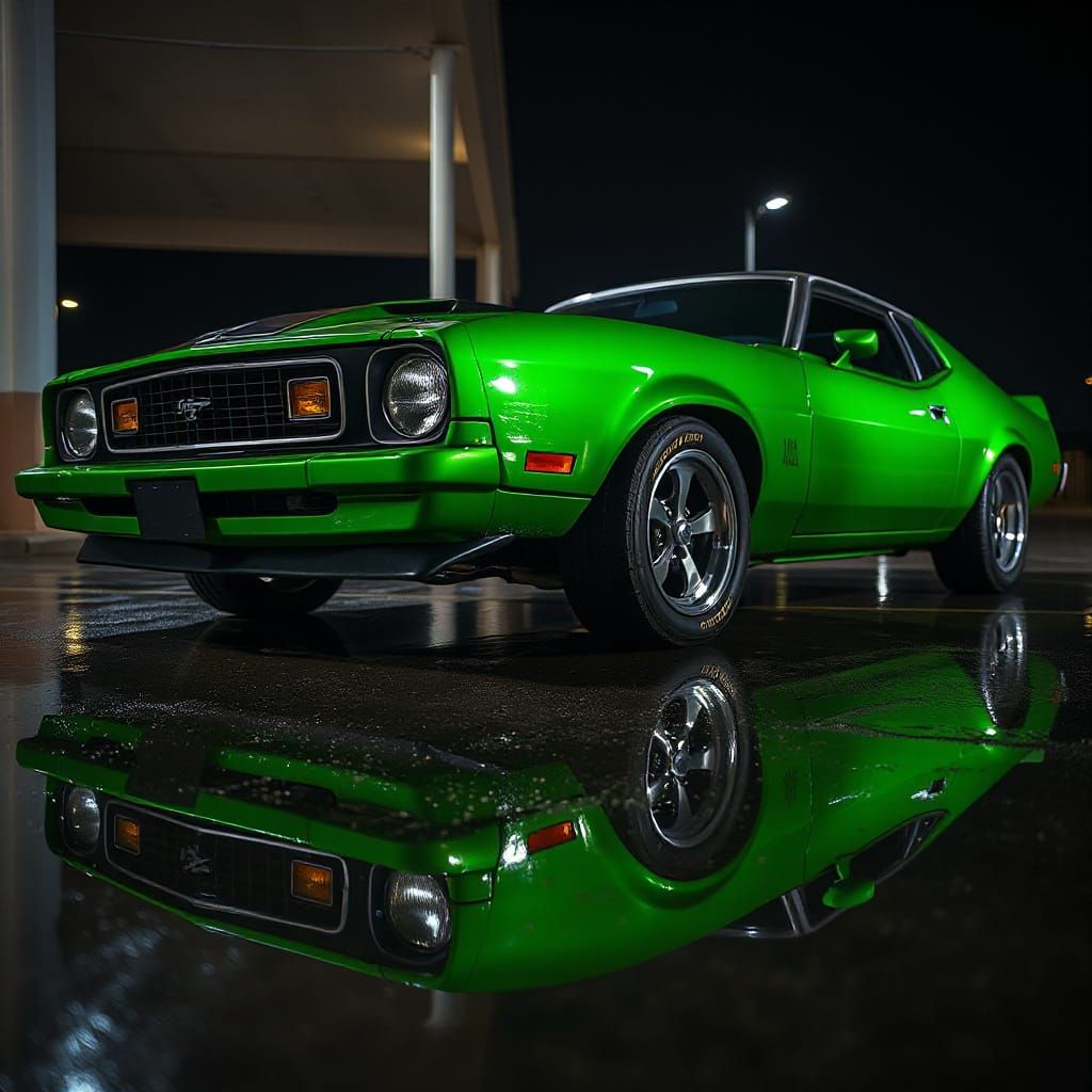 1974 Ford Mustang Eleanor: Metallic Green Muscle Car