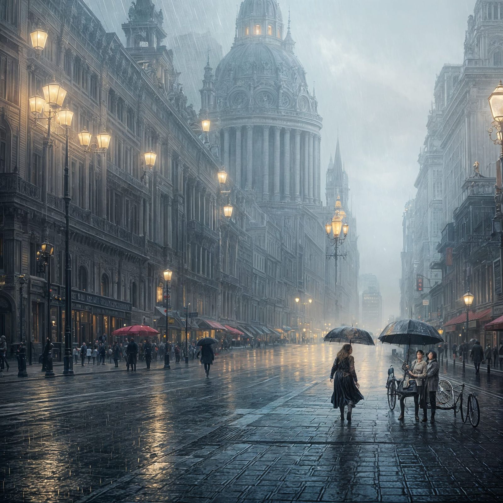 Rainy Cityscape: Epic Cinematic Digital Matte Painting