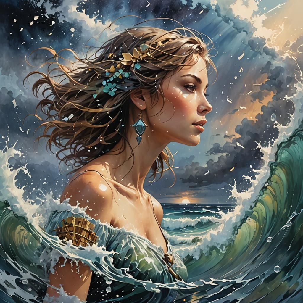 Musical Galaxy in Wet Wash Seascape Style