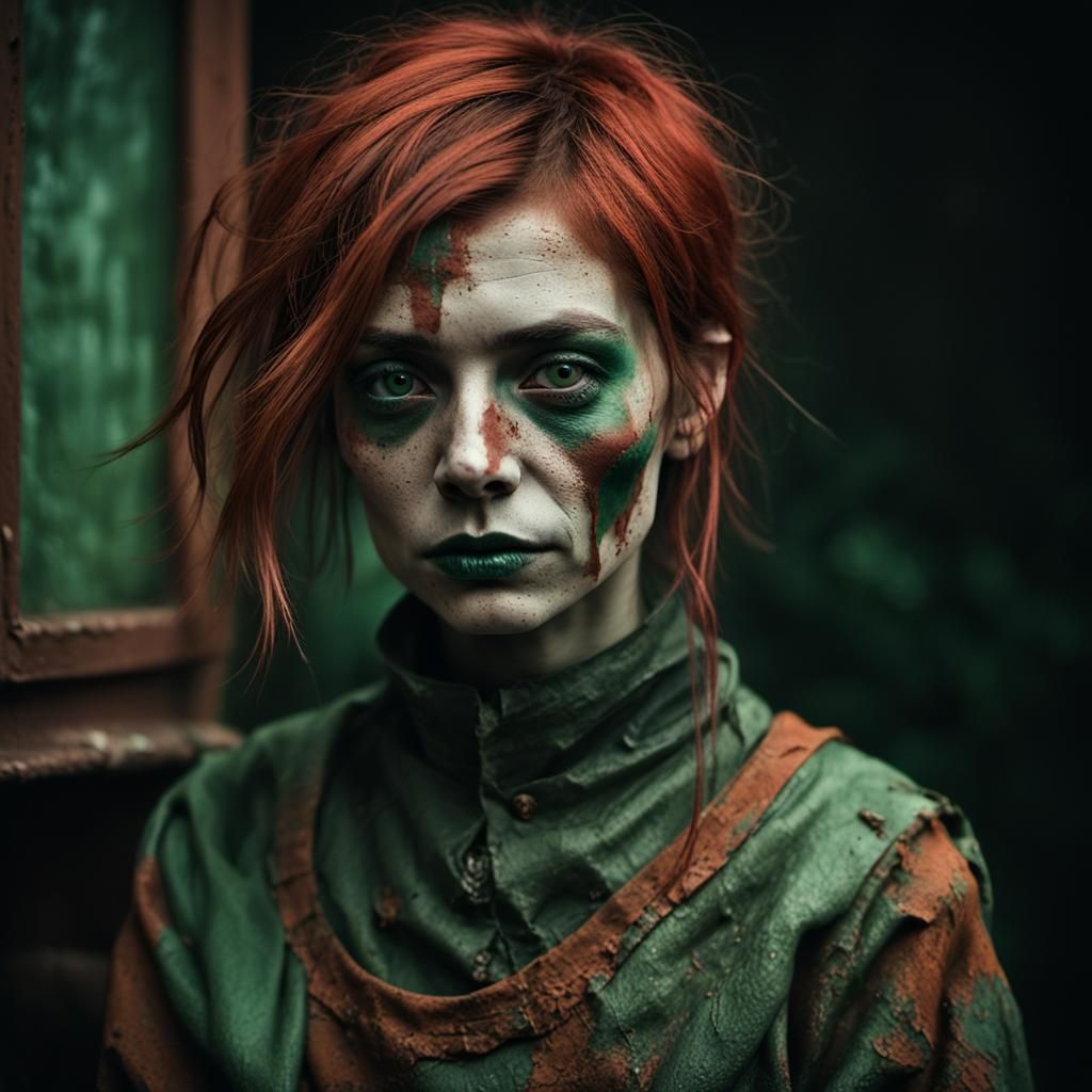 Gothic Model in Coffee Shop with Puppet Theaters