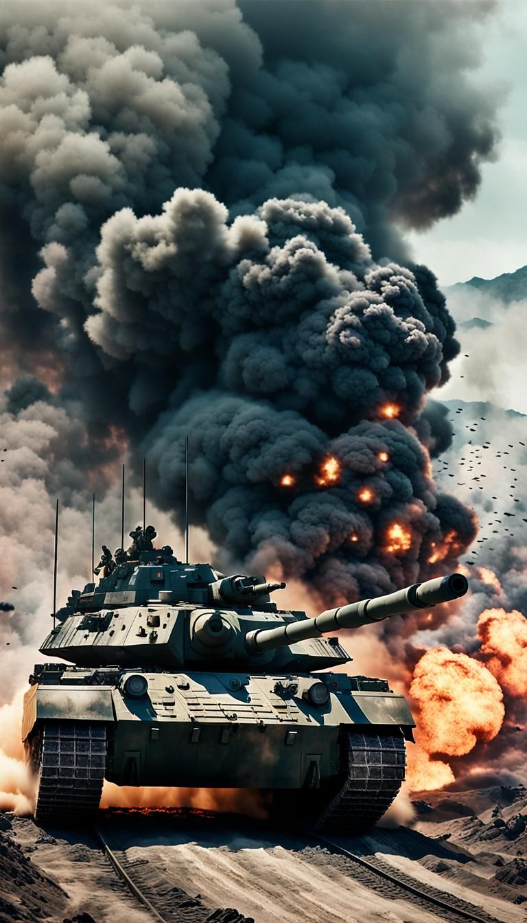 Chinese Army Tank in Battlefield 3D Render