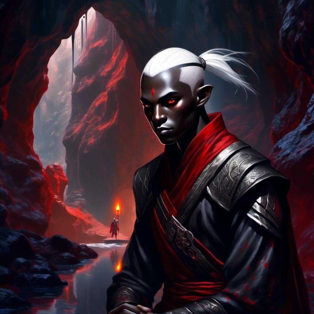 Dark Elf Monk in Underground Cave